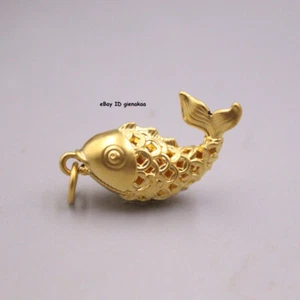 1 Stck. fein rein 999 24K Gelbgold Frauen Glück Unikat Koi Fisch Anhänger 1-1,1g - Bild 1 von 5