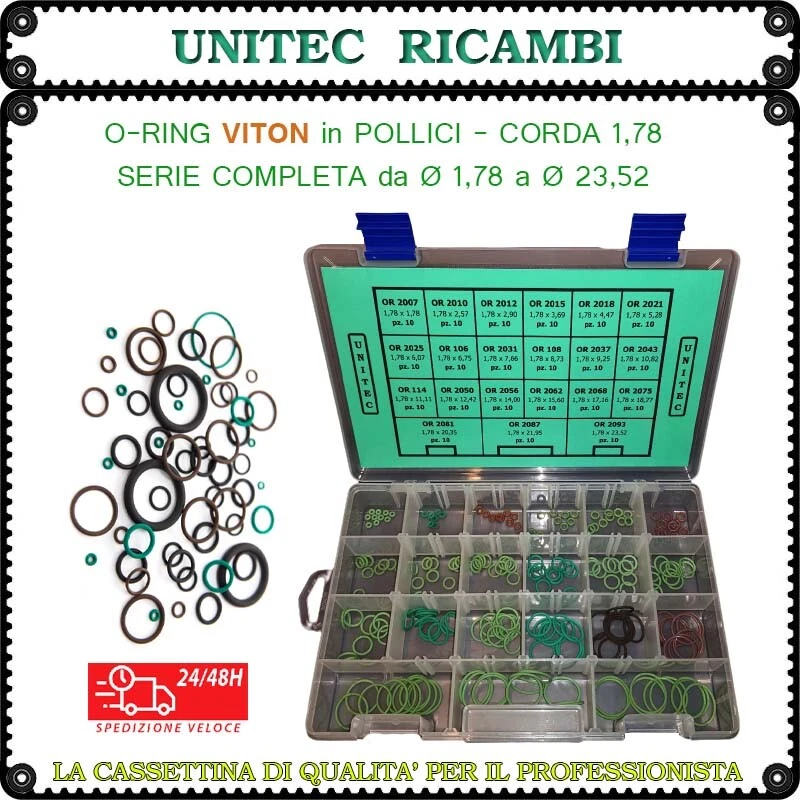 OR O-Ring Viton pollici corda 1,78 cassetta n.1 assortimento guarnizione 210 pz