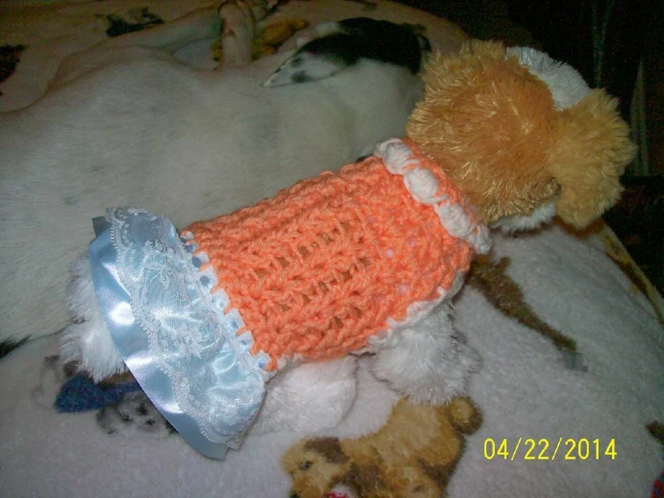 Med CORAL BAYS Perro Cachorro Vestido con Falda AZUL CON VOLANTES DE AGUA Foto 1 de 1