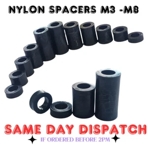 Nylon Plastic BLACK OD-1.5 Spacers Quality Strong Washers Standoff (pack of 10) - Picture 1 of 3