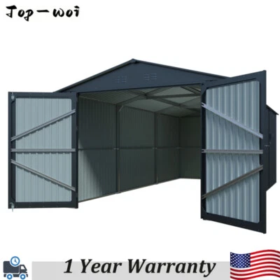 20X10 FT Metal Garage Storage Shed w/2 Doors & 4 Vents Outdoor Shed for Car,Bike - Image 1 of 4