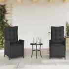 Vidaxl Reclining Garden Chairs 2 Pcs With Footrest Black Poly Rattan