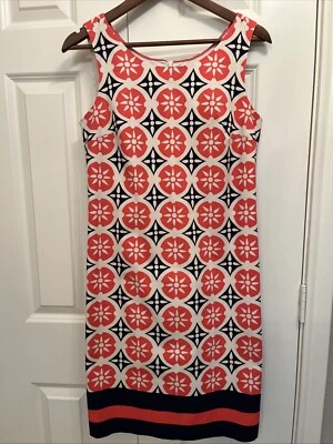 BODEN US 6L UK 10L Pencil Dress Pink Navy Geometric Sleeveless Lined Darling EUC - Image 1 of 4