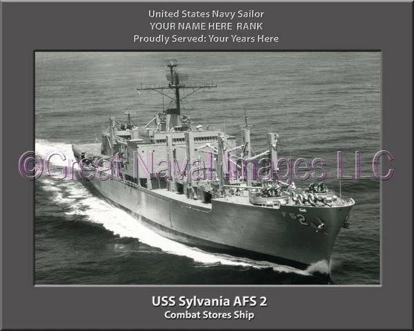 USS Sylvania AFS 2 Personalized Canvas Ship Photo 2 Print Navy Veteran Gift - Image 1 of 1