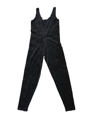 Mono de una pieza vintage All That Glitters pequeño de terciopelo negro para mujer Foto 1 de 4