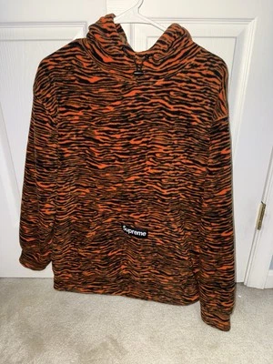 Supreme 21AW Polartec Hooded Sweatshirt Parka Tiger Stripe Fleece Jacket L - Image 1 of 4