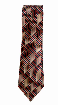 Nueva corbata Lanvin Paris auténtica 100 % seda lisa roja dorada azul marino estampado 3,75" x 59" Foto 1 de 4