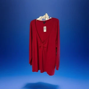 Torrid Woman Thermal V-Neck Cinched Henley Long Sleeve Shirt Red SZ 6X - Bild 1 von 5