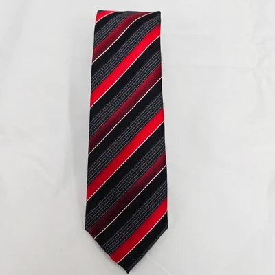 Corbata Sean John Para Hombre Roja Negra Rayas Negocios Informal Profesional Foto 1 de 4