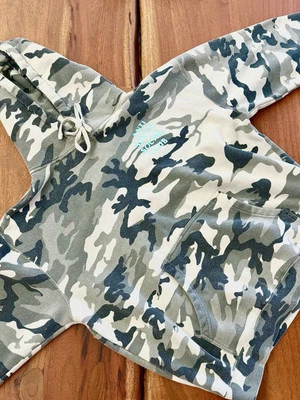 🦋Anti Social Social Club Grey Camo Hoodie Mens L, Cream Blue Logo Letters🦋 - Image 1 of 4