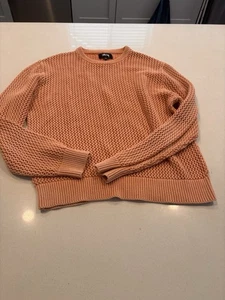 Suéter tejido suelto teñido con pigmento Stussy para mujer grande naranja rosado - Imagen 1 de 7