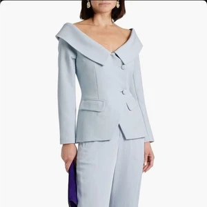 Blazer Safiyaa Ariradna Crepé Hombro Descubierto Chaqueta Azul Talla 10 Nuevo con Etiquetas - Imagen 1 de 10