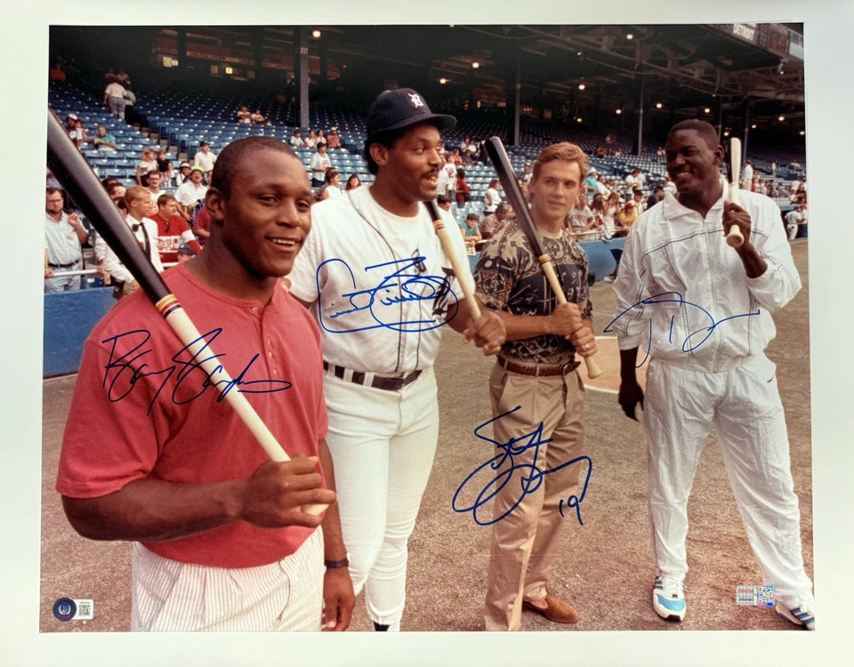 RARE - Steve Yzerman Barry Sanders Cecil Fielder Joe Dumars Signed 16x20 Beckett - Image 1 of 4