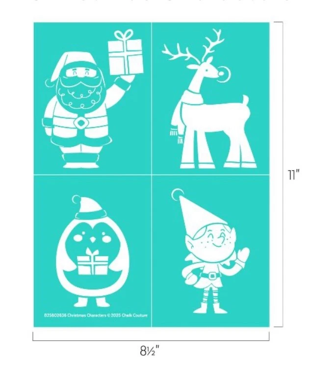 NEW “Christmas Characters” Chalk Couture Chalk Transfer Stencil Size B - Image 1 of 1