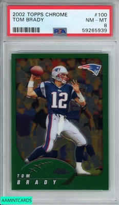 2002 TOPPS CHROME TOM BRADY #100 NEW ENGLAND PATRIOTS PSA 8 NM-MT - Image 1 of 3