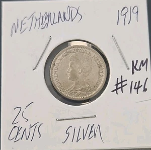 1919 NIEDERLANDE SILBER 25 CENT (KM.#-146) - Bild 1 von 2