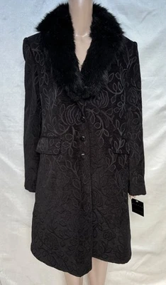 Vintage Penny Lane Tapestry Jacquard Textured  Coat XL Optional Faux-Fur Collar - Image 1 of 4