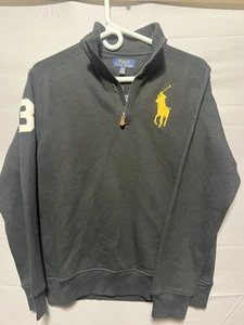 Polo Ralph Lauren Youth Big Pony Quarter Zip Fleece Sweatshirt Kids Large [A3-1] - Picture 1 of 5