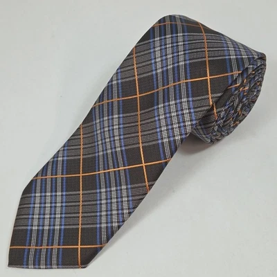 Галстук CHAPS XL коричневый оранжевый синий белый клетчатый в полоску галстук 64 дюйма x 3 дюйма удлиненный - Изображение 1 из 4