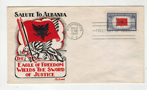 1943 Patriotic WORLD WAR 2 DOROTHY KNAPP 918 ALBANIA EAGLE OF FREEDOM & JUSTICE