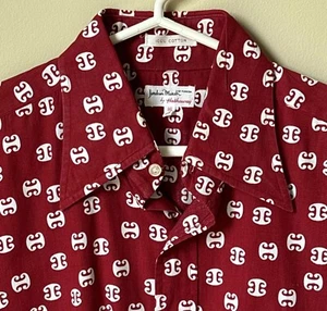 VTG 70s Disco Spread Collar Shirt Sz L 16/33 Maroon Burgundy Groovy Retro Disco - Picture 1 of 7