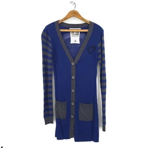 Harajuku Lovers Cardigan Sweater Womens Small Blue Grey Angora Blend - Picture 1 of 7