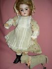 French antique bisque DEP 6 (Jumeau) doll, pierced ears, wood body, signed shoes