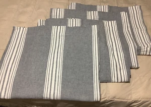 4 POTTERY BARN Striped Linen/Cotton Panels Gray & Ivory 50x84 - Picture 1 of 11