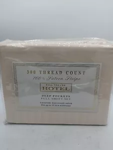 Full Sheet Set 300 thread Count Cream Cotton Sateen Deep Pockets - New in Pkg - Picture 1 of 3