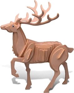 3D Puzzle Deer Wood Craft Construction Model Kit, Fun, Unique & Educational DIY - Picture 1 of 12