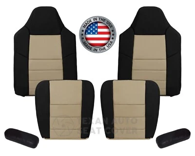 Ford Excursion Eddie Bauer 2005 cuero cubierta de asiento de repuesto 2 tonos tostado/negro Foto 1 de 4