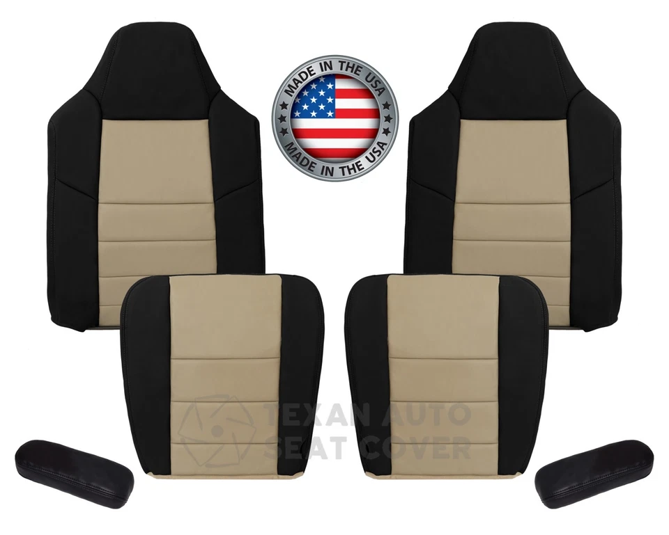 Ford Excursion Eddie Bauer 2005 cuero cubierta de asiento de repuesto 2 tonos tostado/negro Foto 1 de 4