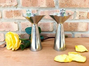 Pair Wedding Mullingar Pewter Candle Holders Claddagh Hearts Irish Vintage - Picture 1 of 12