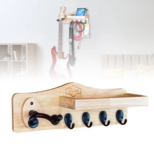 2025 Nuevo Soporte de Pared para Guitarra con 4 Ganchos Giratorios Percha para Guitarra de Madera con Estante - Imagen 1 de 11