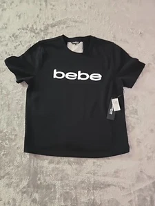 Bebe Sport Women's Short Sleeve Sweatshirt Size Large Mesh Back NWT - Picture 1 of 4