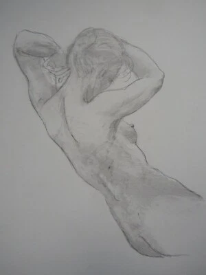 Pencil drawing female nude Prospero study after Herbert James Draper - Image 1 of 4