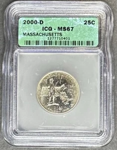 2000-D Massachusetts Quarter ICG MS-67, Buy 3 Items, Get $5 Off!! - Picture 1 of 2