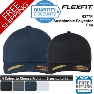 Flexfit Men Sustainable Polyester Hat Six-panel, Mid-profile Cap 2 Sizes 6277r - Picture 1 of 13