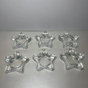 "Juego de 6 soportes de luz de té de vidrio en forma de estrella de 3"" de diámetro 0,75"" de alto" - Imagen 1 de 5
