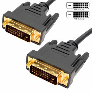 1m DVI-D Cable 25 Pin (24+1 pin) Male to Male Dual Link Lead With Ferrites GOLD