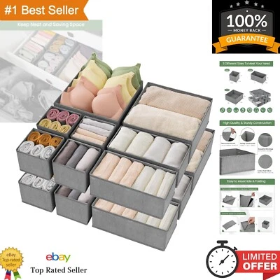 Space-Saving Non-Woven Drawer Organizers Set - 16 Bins for Clothes & Accessories - Image 1 of 4