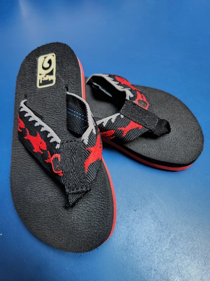 Сандалии-шлепанцы Teva Mush II 2 цвета акулы черные красные размер 9 детские для мальчиков девочек - Изображение 1 из 4