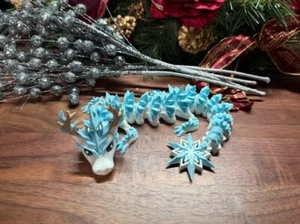 Dragón Copo de Nieve Articulado, Flexi Regalo Navidad, Impreso en 3D - Imagen 1 de 37