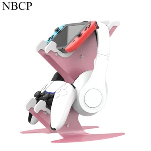 Pink Universal Desk Mount Dual Game Controller Holder for PS5 PS4 Switch Xbox - Picture 1 of 11