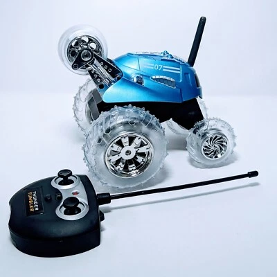 27MHz Thunder Tumbler Spinning Stunt Mini Truck RC Remote Control Car Blue Works - Image 1 of 4