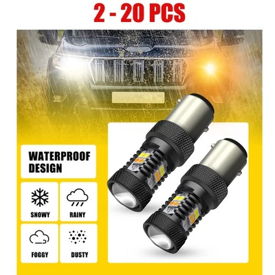 Lâmpadas DRL brancas/âmbar LED DRL 1157 sinal interruptor de retorno luz de estacionamento 2-20 peças - Imagem 1 de 4