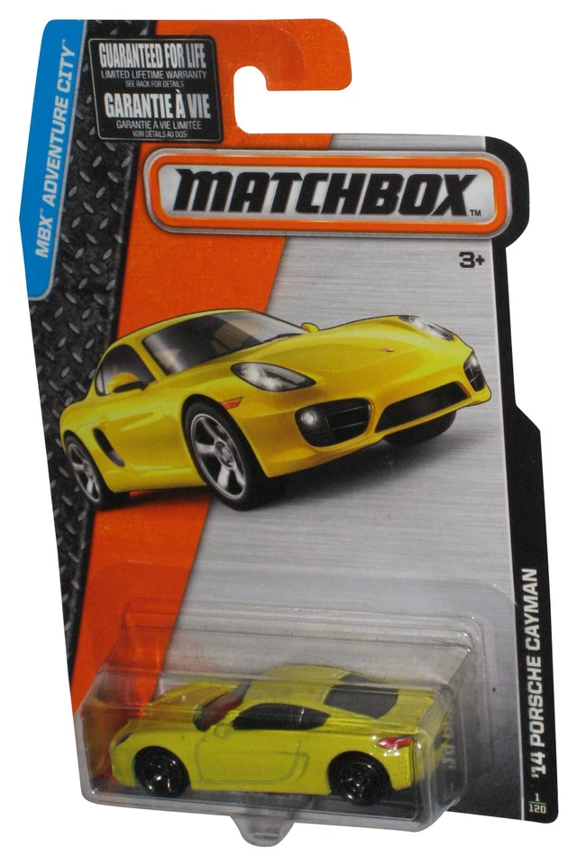 Matchbox MBX Adventure City (2014) Giallo '14 Porsche Cayman Macchinina 1/120 - Immagine 1 di 1