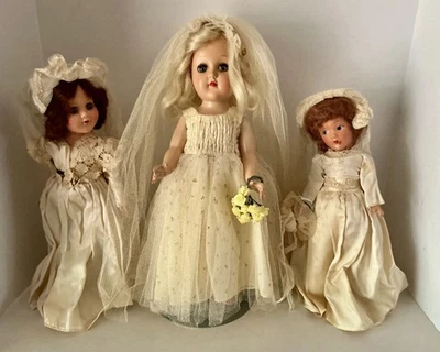 3 Vintage BRIDE DOLLS 14" Ideal TONY P-90 Platinum Hair + PMA 12" Composite Doll - Image 1 of 4