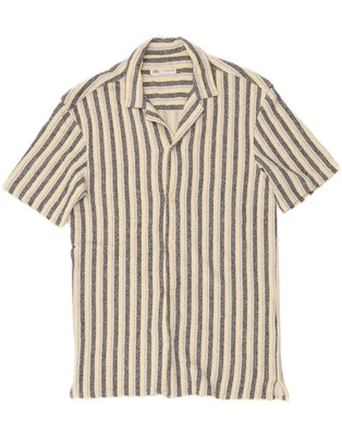 ZARA Mens Short Sleeve Shirt Medium Yellow Striped Cotton RP05 - Image 1 of 3