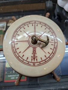 VINTAGE NAUTICAL COMPASS GLASS CEILING LIGHT FIXTURE CHANDELIER - Picture 1 of 19